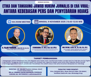 Direktur MHI Hadirkan 3 Naasumber dalam Giat Virtual Zoom Terkait ” Etika dan Tanggung Jawab Hukum Jurnalis di Era Viral