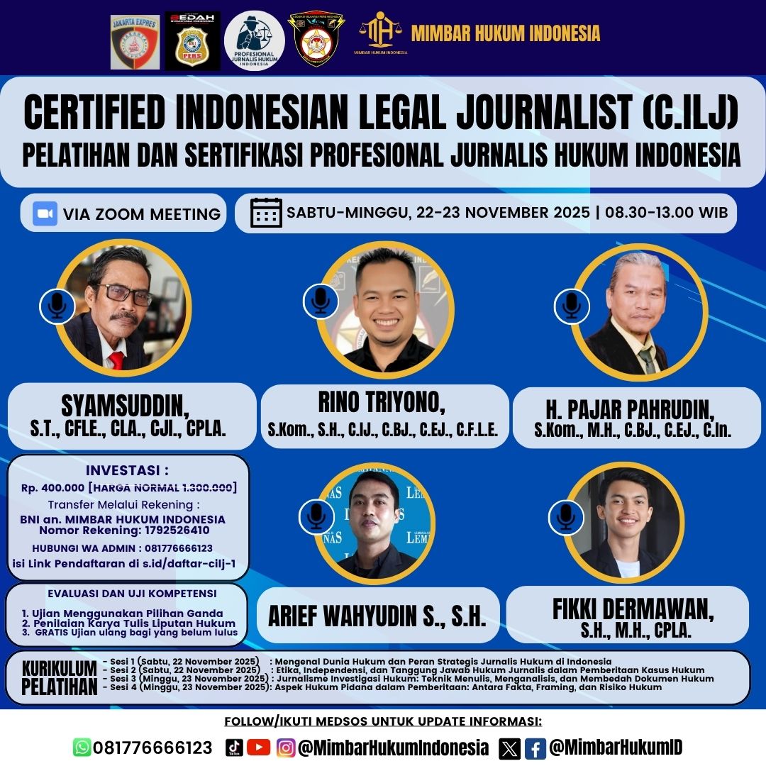 Suara Keadilan Butuh Jurnalis yang Kompeten: MHI Akan Hadirkan Pelatihan dan Sertifikasi C.ILJ untuk Tingkatkan Mutu Peliputan Hukum Indonesia