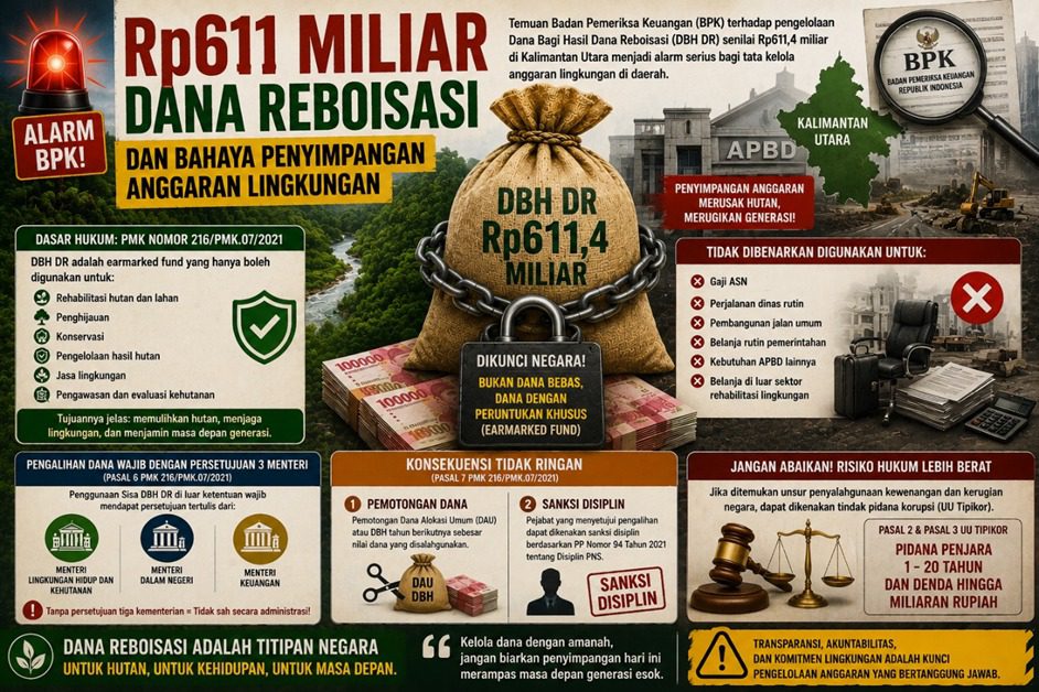 Rp611,4 Miliar Dana Reboisasi di Kalimantan Utara: Alarm Penyimpangan dan Bahaya Pemborosan Anggaran Lingkungan