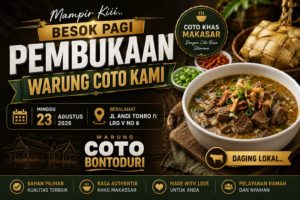 Besok Dibuka! Warung Coto Bontoduri — Rasa Unik Daging Lokal Karya Widyawati Dg.Bau